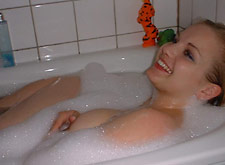 Happy Wife naked in bubblebath 