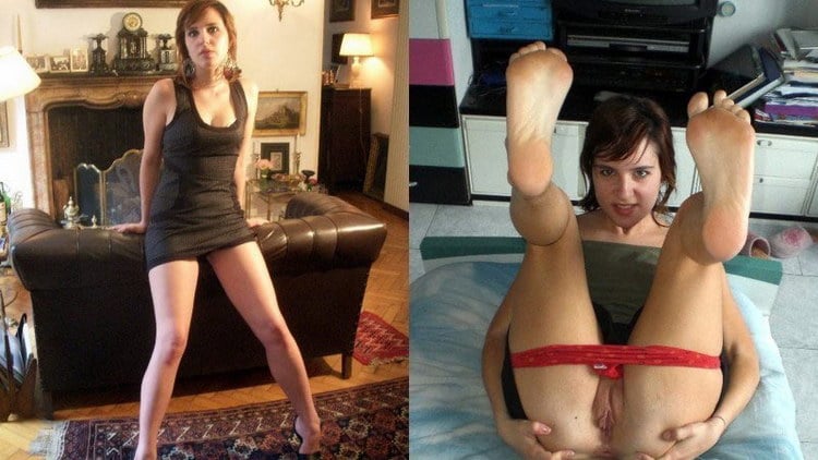 Cute young wife shows her pussy in these before-after pics image