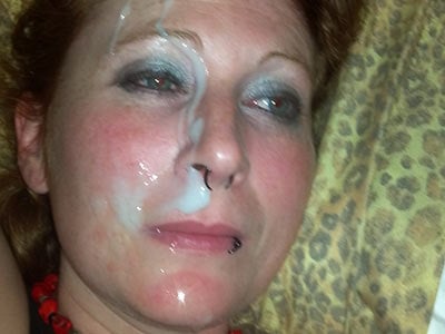 Big facial for a drunk MILF in heavy makeup