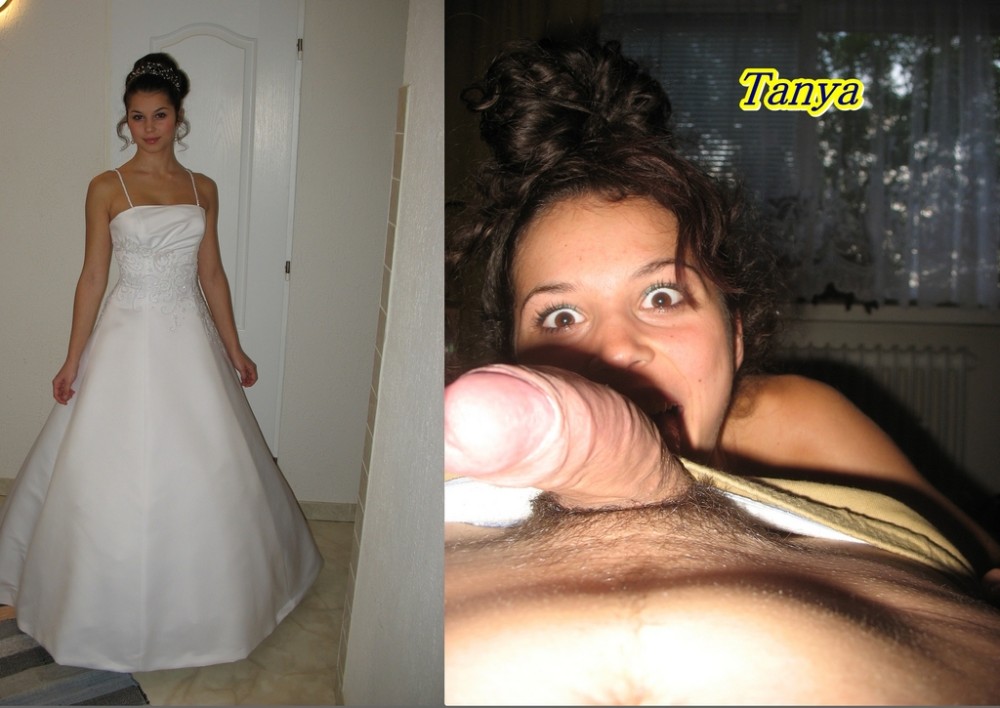 Before-after blowjob pic of a real bride