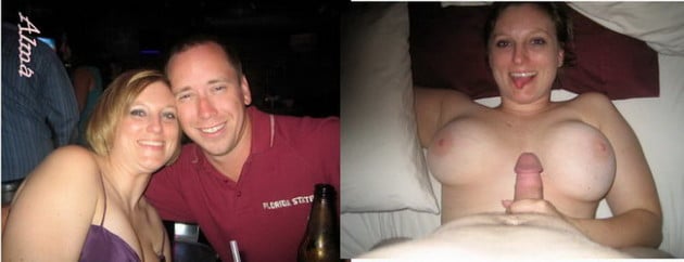 Before-after blowjob pic from a busty amateur wife
