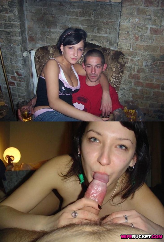 Before-and-after sucking his cock