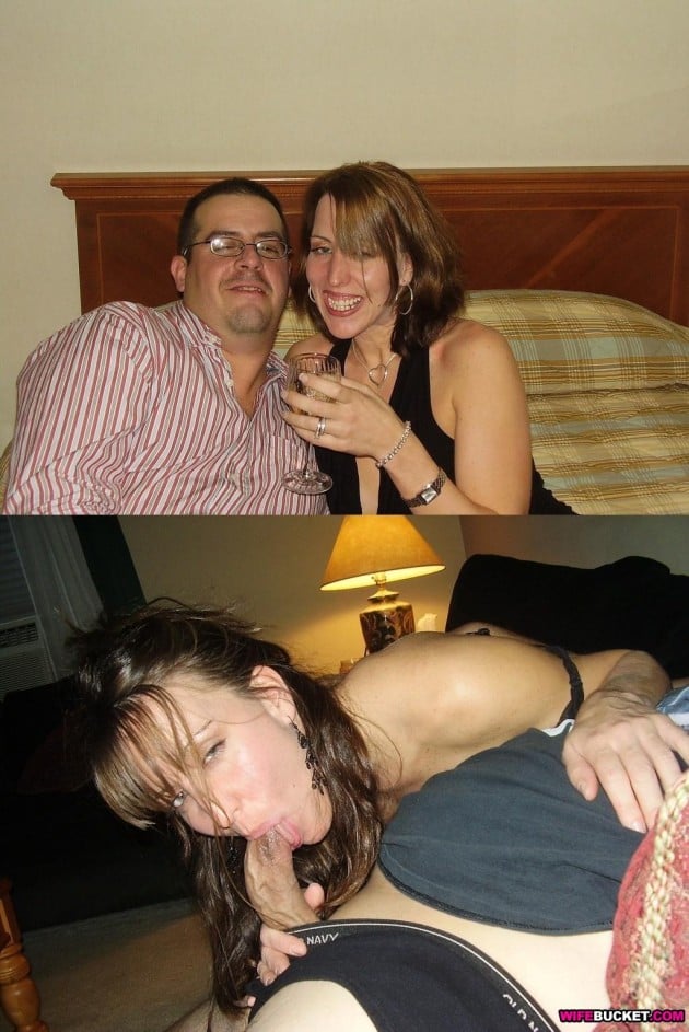 Drunk wife before-and-after blowjob pic