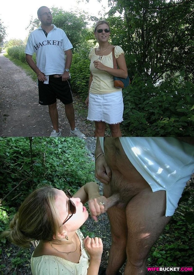 Outdoor blowjob before-and-after pic