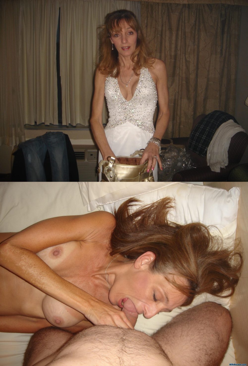 Hot MILF before-after blowjob