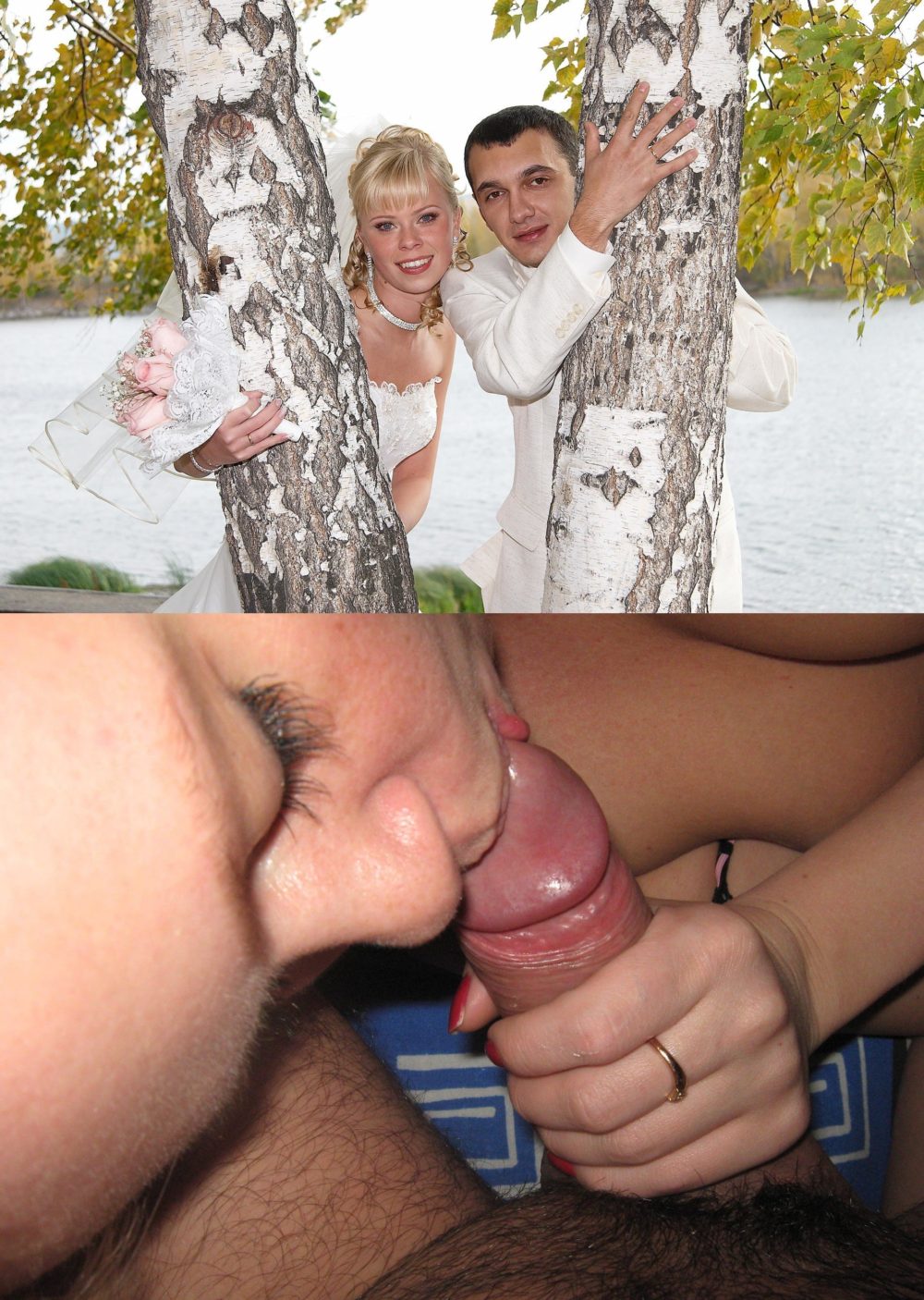 Real bride before-after blowjob