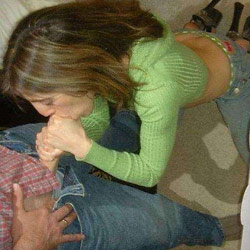 Mature slut gives deepthroat blowjob