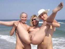 Three amateur wives went on the nudist beach and this happened